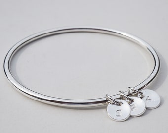 Personalised Silver Bangle | Initials | Sterling Silver