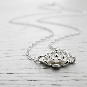 Silver Flower Necklace, Sterling Silver