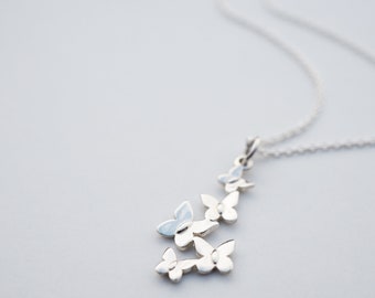 Silver Floating Butterflies Necklace | Sterling Silver