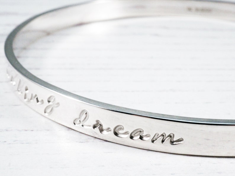 Silver Message Bangle Script Sterling Silver image 2