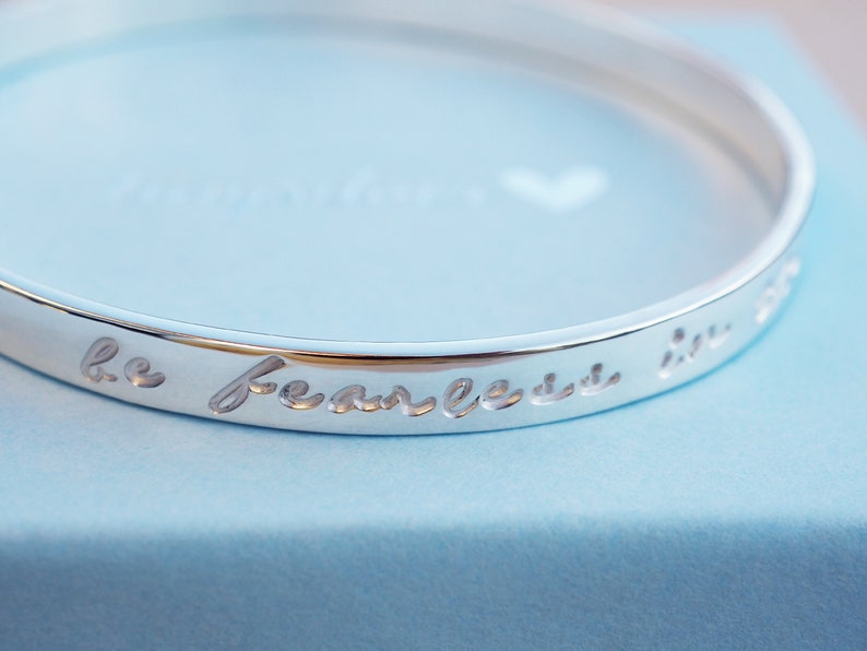 Silver Message Bangle Script Sterling Silver image 3