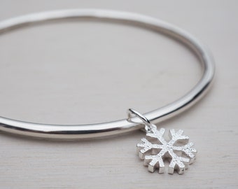 Silver Snowflake Bangle | Sterling Silver