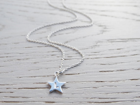 Tiny Silver Star Necklace with Initial | Personalised | Sterling Silver