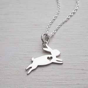 Tiny Silver Bunny Necklace | Heart | Childrens Jewellery | Sterling Silver