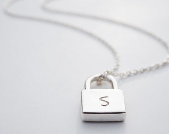 Silver Padlock Necklace | Solid Sterling Silver | Personalised