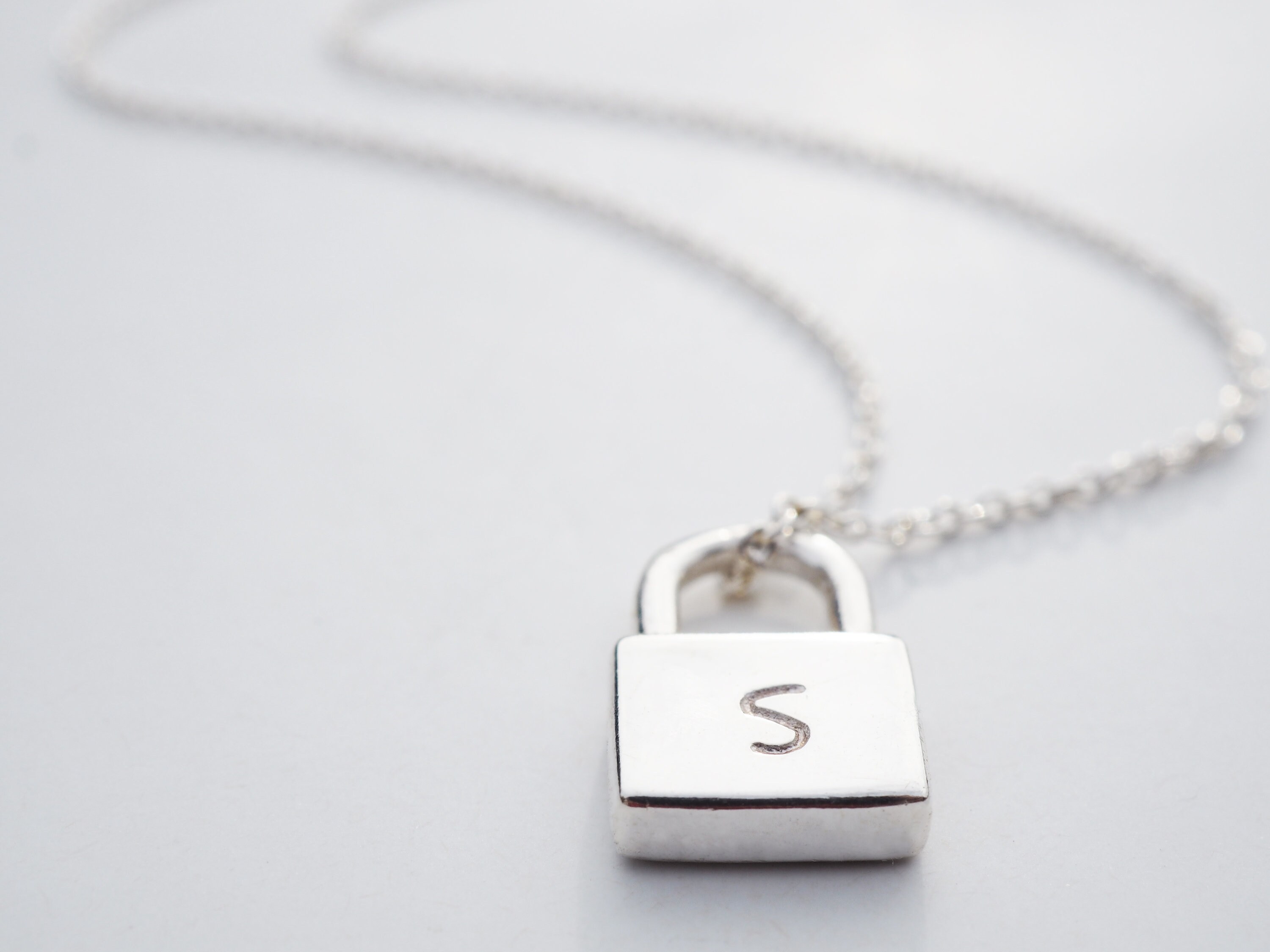 Silver Padlock Necklace Solid Sterling 