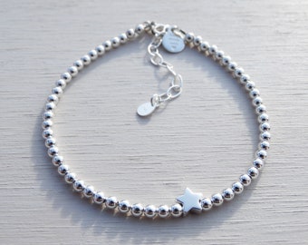 Silver Bead & Star Bracelet, Sterling Silver