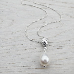 Pearl Necklace With Silver Bail, Sterling Silver