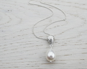 Perlenkette mit Silberschlaufe, Sterling Silber