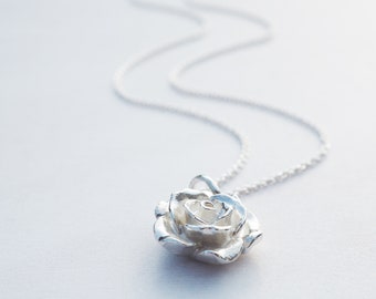 Sterling Silver Rose Necklace