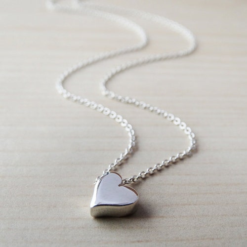 HEART Necklace Sterling Silver Sideways Tiny Heart Etsy