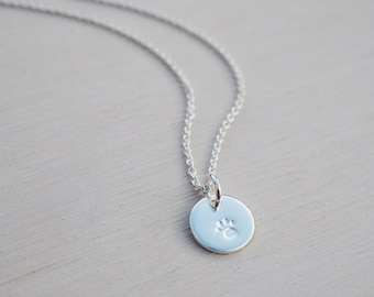 Tiny Silver Paw Print Necklace | Sterling Silver