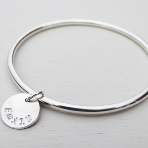 Personalised Silver Bangle | Sterling Silver | Stamped Names