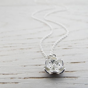Silver Lotus Flower Necklace - Sterling Silver