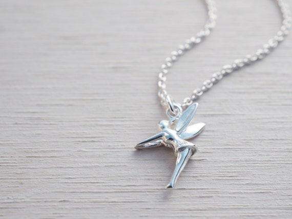 Sterling Silver Fairy Charm, Small Fairy Necklace - Silver