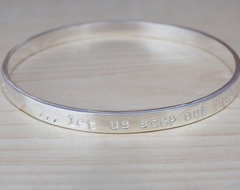 Silver Message Bangle, Sterling Silver, Personalised Bracelet