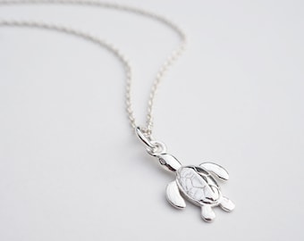 Tiny Silver Turtle Necklace | Sterling Silver