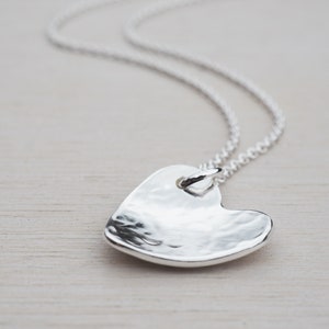 Silver Heart Necklace | Hammered | Sterling Silver