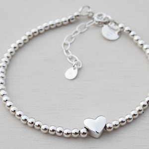Silber Perle & Herz Armband, Sterling Silber