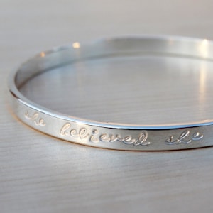 Silver Message Bangle Script Sterling Silver image 1