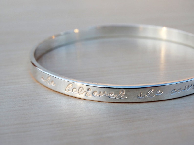 Silver Message Bangle Script Sterling Silver image 1