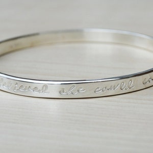 Silver Message Bangle Script Sterling Silver image 5