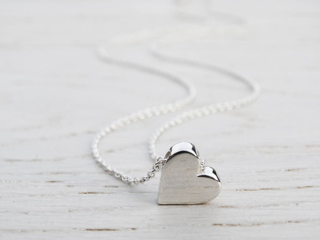 Silver Heart Necklace Solid Sterling Silver - Etsy