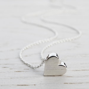 Silber Herz Halskette, Massiv Sterling Silber
