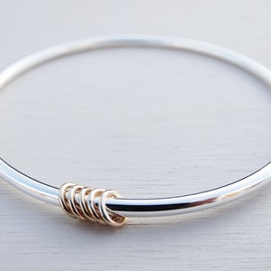 Solid Silver Bangle & Gold Rings | Sterling Silver | 9ct Gold