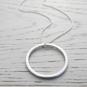 Long Silver Circle Necklace | Sterling Silver
