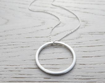 Lange Silber Kreis Halskette | Sterling Silber