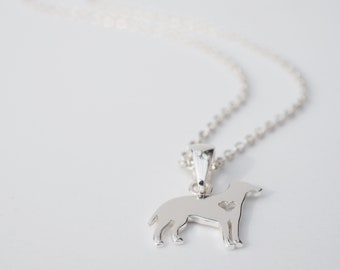 Tiny Sterling Silver Dog & Heart Necklace