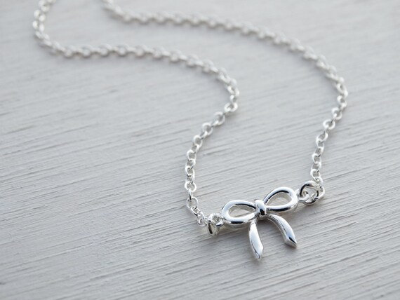 Sterling silver bow necklace deals