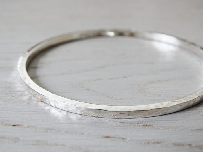 Silver Bangle | Solid Silver Hammered Bangle | Sterling Silver