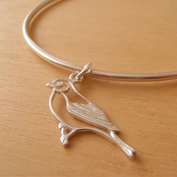 Silver Bird Bangle - Sterling Silver