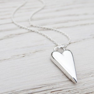 Solid Silver Heart Necklace, Sterling Silver