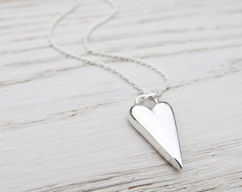 Hjärthalsband i massivt silver, sterlingsilver