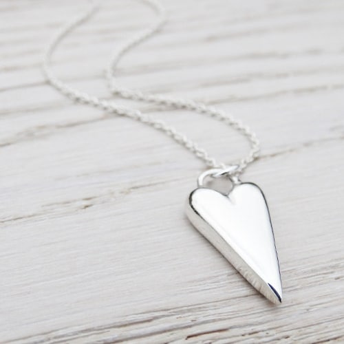 Solid Silver Heart Necklace Sterling Silver Etsy UK