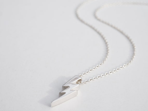 Silver Lightning Bolt Necklace Sterling Silver Etsy Australia