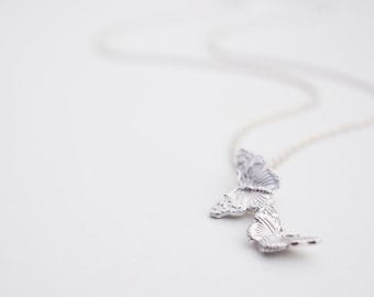 Silver Double Butterfly Necklace | Sterling Silver