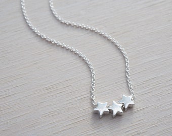 Tiny Silver Stars Necklace | Sterling Silver | 3 Stars