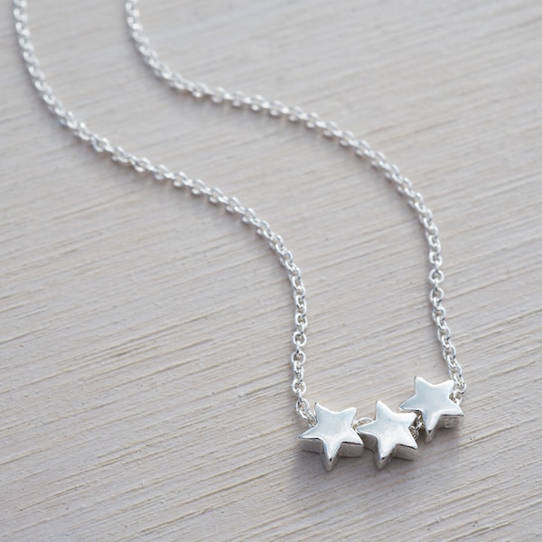 Tiny Silver Stars Necklace | Sterling Silver | 3 Stars