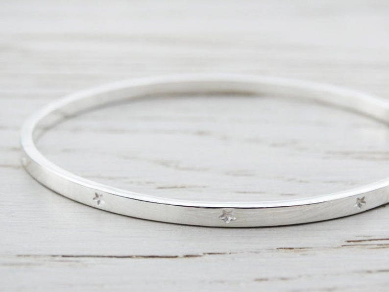 Silver Bangle With Tiny Stars Sterling Silver