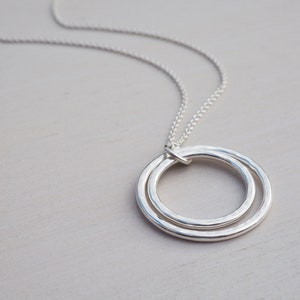 Silver Circles Necklace, Sterling Silver, Hammered Finish