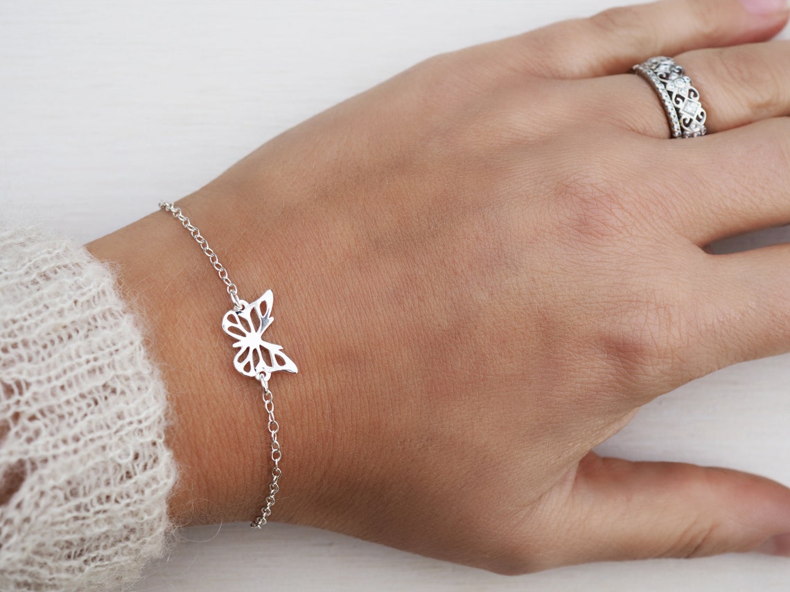 Silver Butterfly Bracelet Sterling Silver Etsy