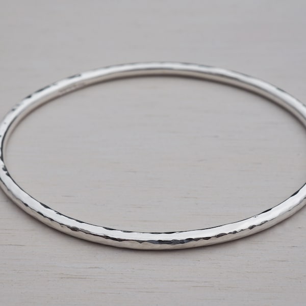 Hammered Solid Silver Bangle | Sterling Silver