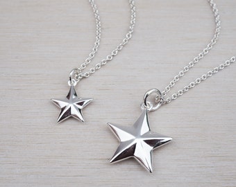 Silver Star Necklace | Geometric | Solid Sterling Silver - Etsy