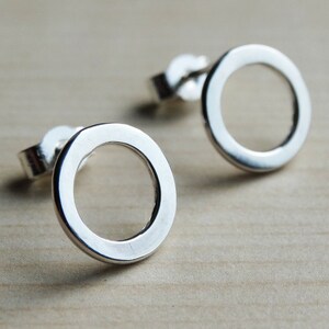 Silver Hoop Studs, Sterling Silver Circle Earrings