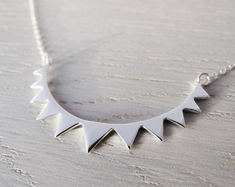 Tiny Silver Bunting Necklace - Sterling Silver