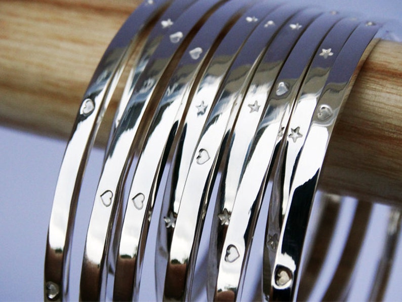 Silver Bangle With Tiny Stars Sterling Silver